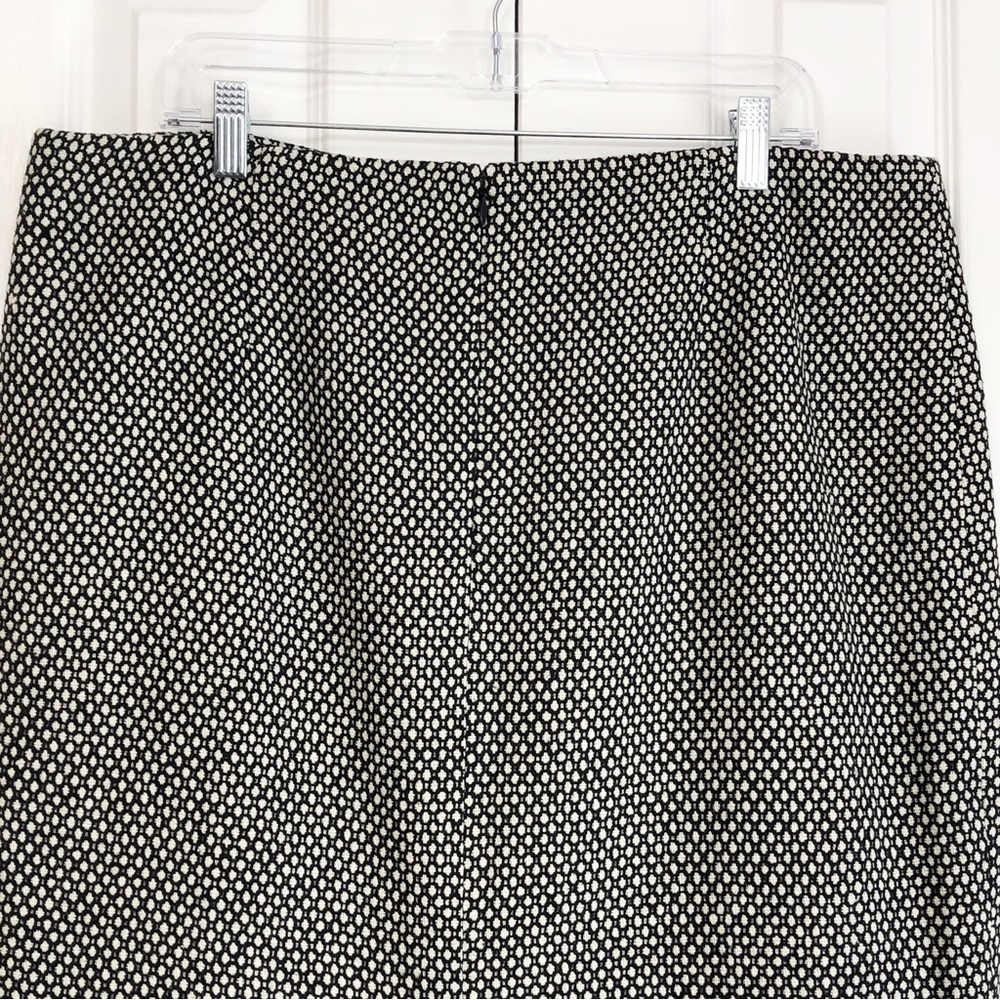 Lord & Taylor Black Ivory Tweed Dot Print Wool Blend Midi Pencil Skirt 16 - Picture 12 of 15